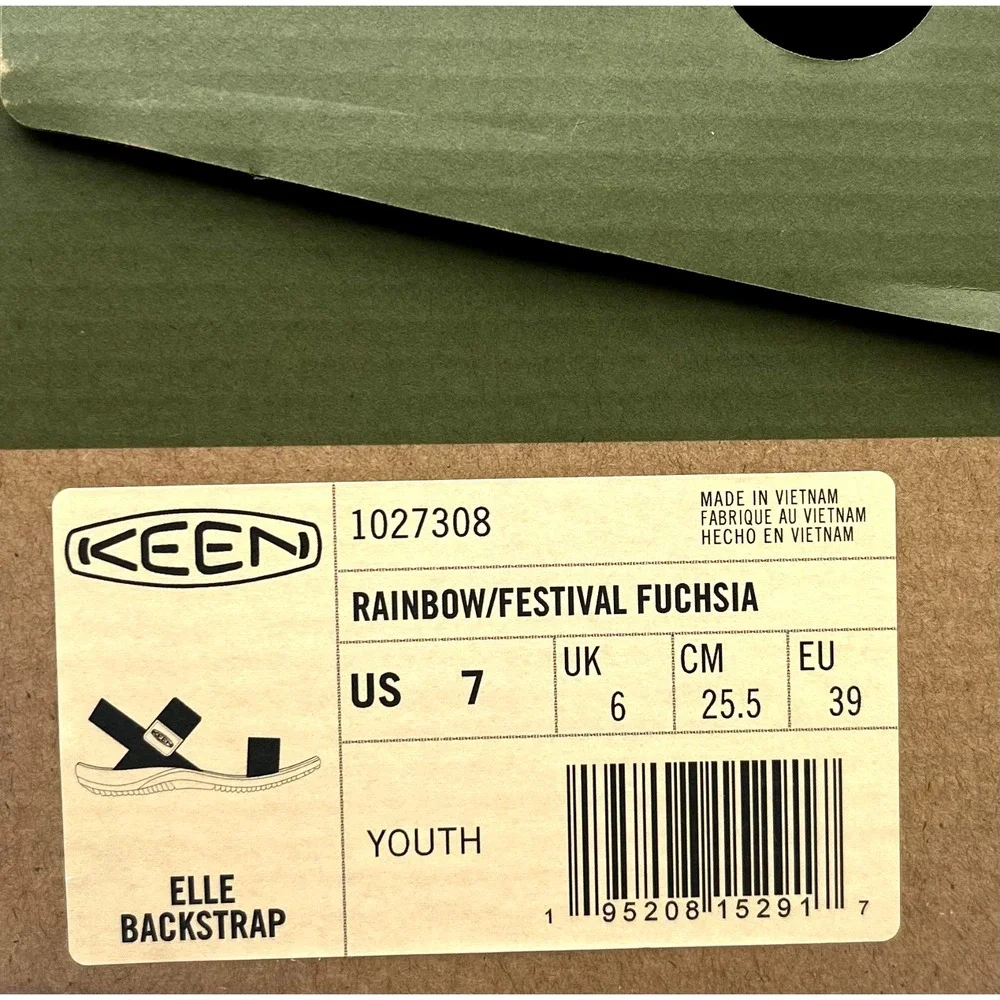 KEEN Youth Girls Elle Backstrap Sandal Size 7/Women's Size 9 Rainbow Adjustable